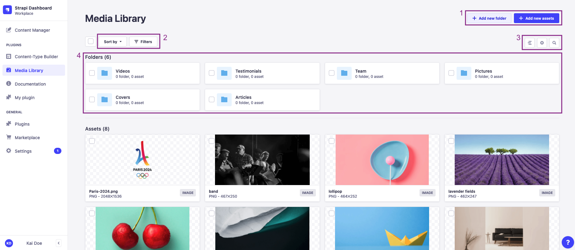 Media Library overview, annotated